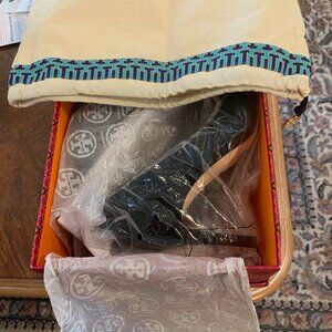 Tory Burch NEW Delphine Women's Size 6.5 M Black Suede Heel Pump Dress Shoes